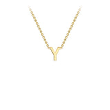 Petite Initial Pendants in Yellow Gold + Chain