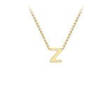 Petite Initial Pendants in Yellow Gold + Chain