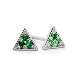 Green Garnet Triangle Stud Earrings (Pair)