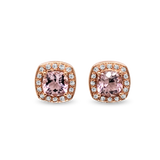 Rose Gold Morganite & Diamond Halo Earrings