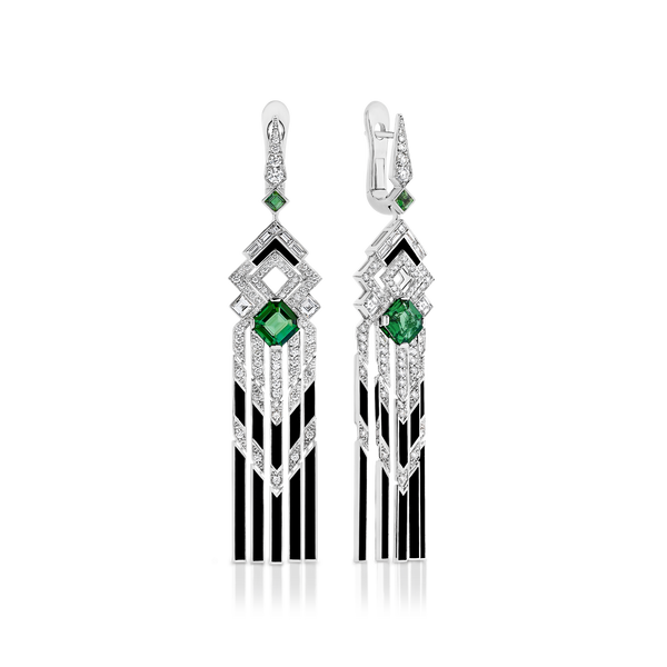 'Normandy' Green Tourmaline and Diamond Chandelier Earrings