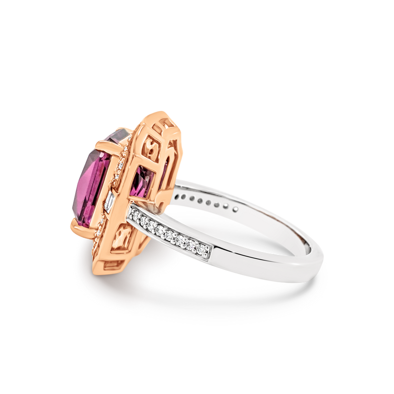 'Adele' Rhodolite Garnet, Diamond & Black Diamond Ring