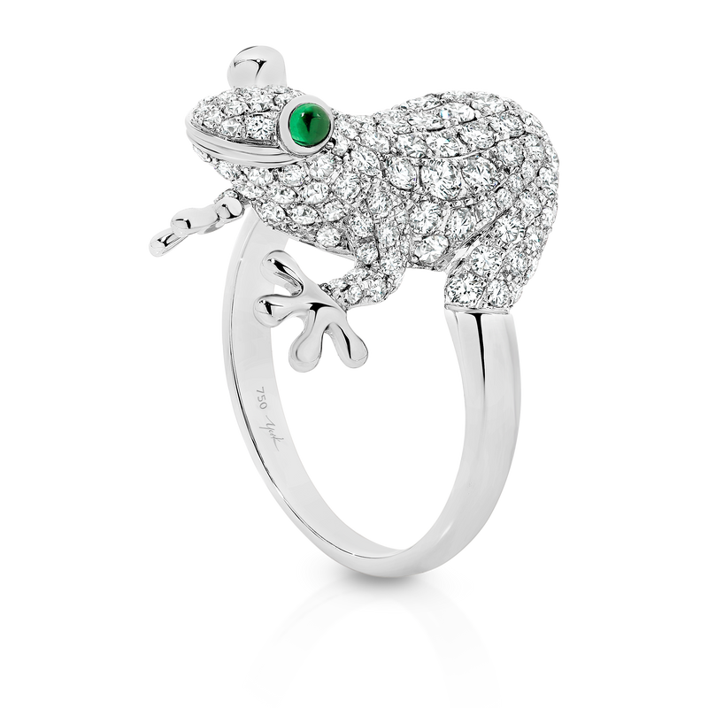 'Friends Forever' Diamond & Tsavorite Garnet Frog Ring