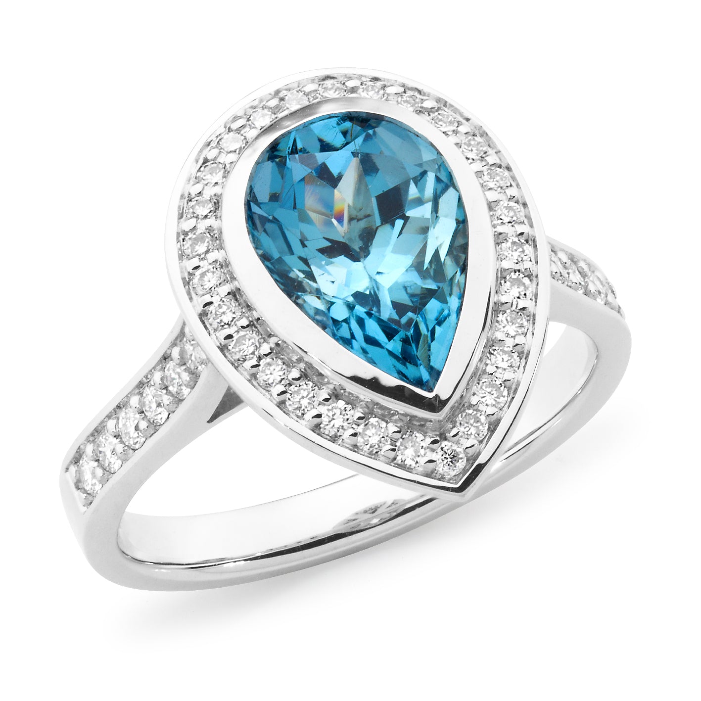 London Blue Topaz & Diamond Halo Ring – York Jewellers AU