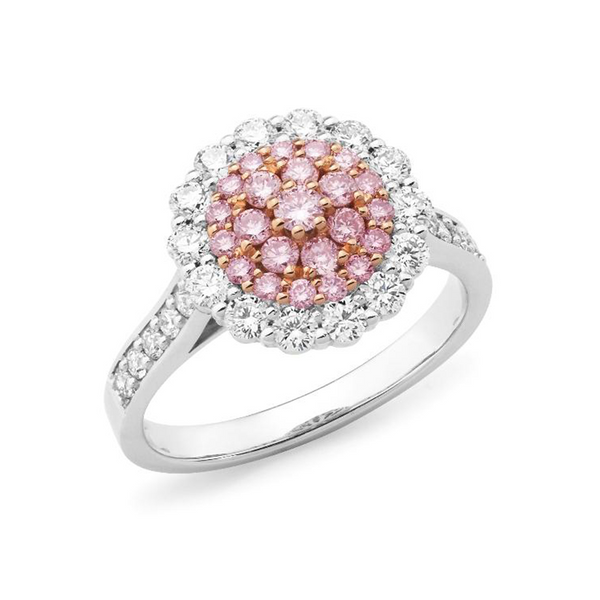 Pink Caviar Pink Diamond Cluster Halo Ring