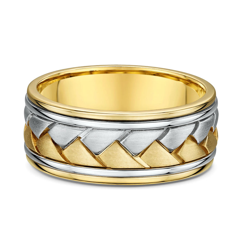 Two Tone Patterned - Men's Wedding Ring