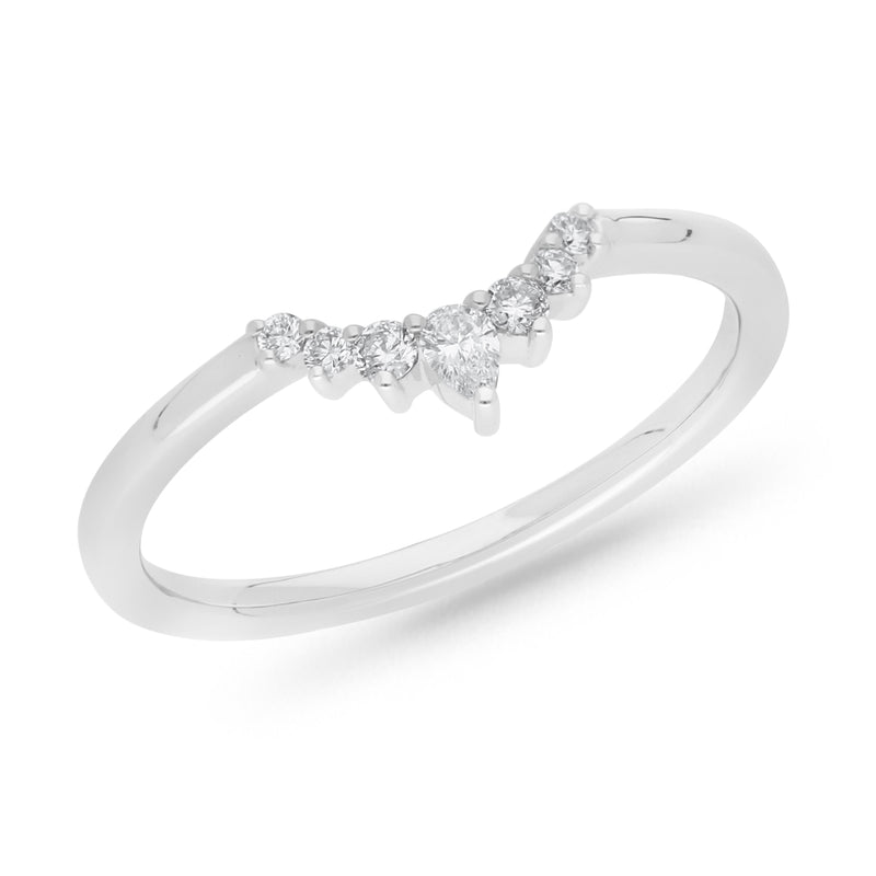 Claw Set Diamond Curved Wedding Ring
