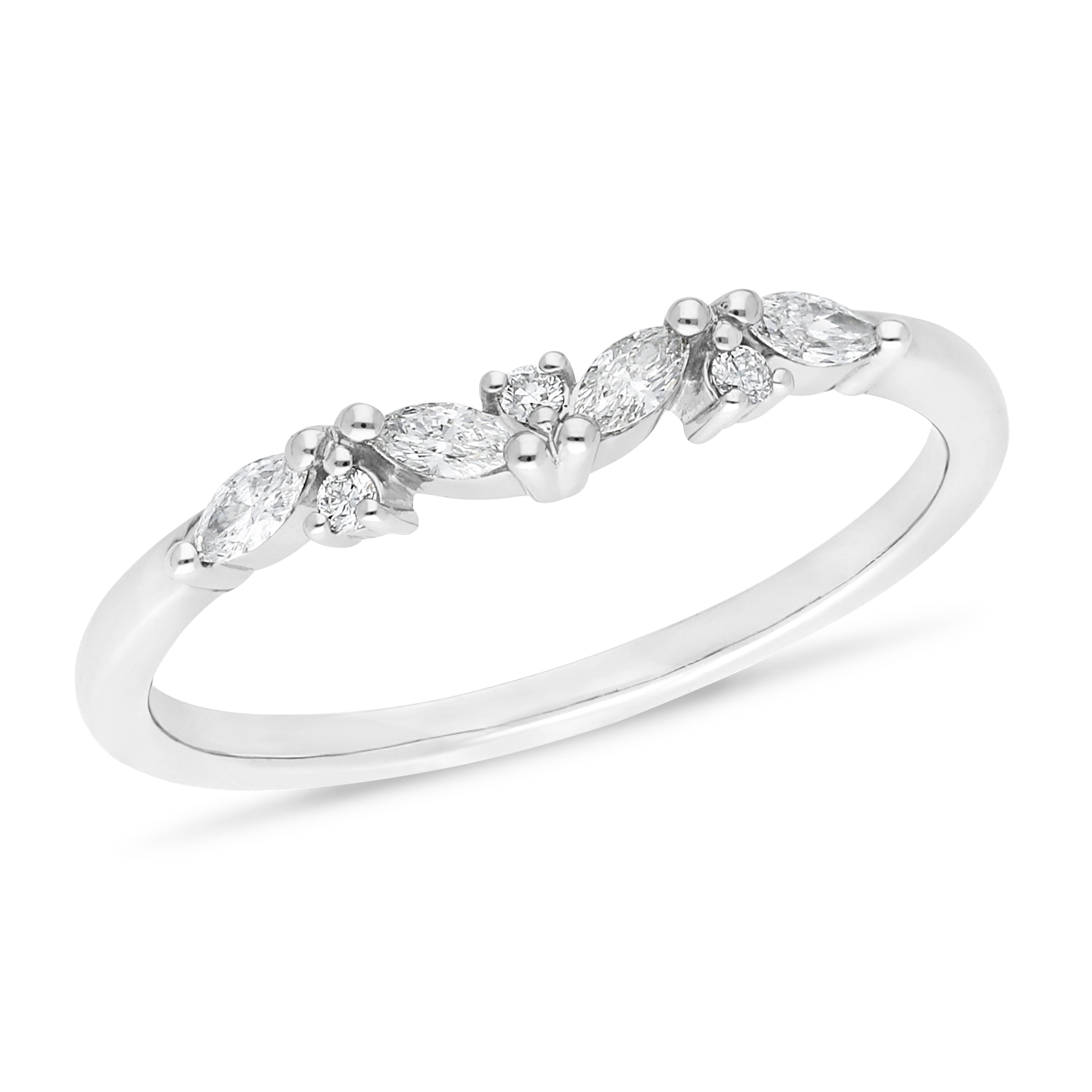 Slightly Curved Claw Set Diamond White Gold Wedding Ring – York ...