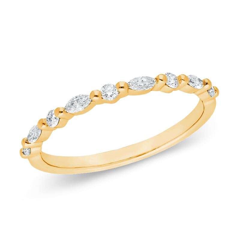 Marquise & Round Brilliant Cut Diamond Wedding Ring