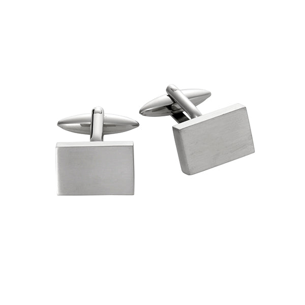 Brushed Stainless Steel Rectangle Cufflinks