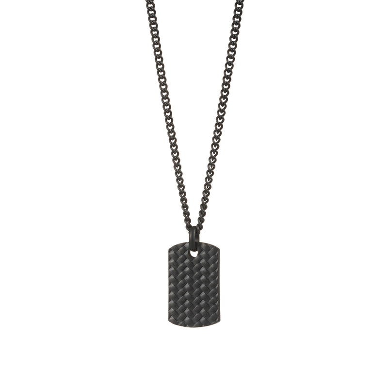 Ion Plated Black Stainless Steel Tyre Pattern Dog Tag Pendant & Chain 55cm