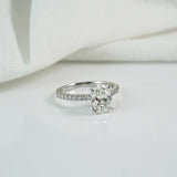 Harper - Oval Shape Diamond Engagement Ring with Diamond Set Band in White Gold