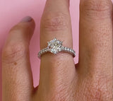 Gabriela-White Gold-Round Brilliant Cut Six Claw Set Diamond Engagement Ring with Diamond Set Band