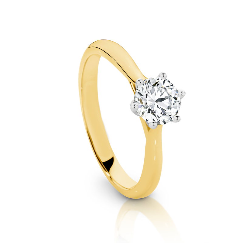 Chloe-Yellow Gold-Round Brilliant Cut Six Claw Set Solitaire