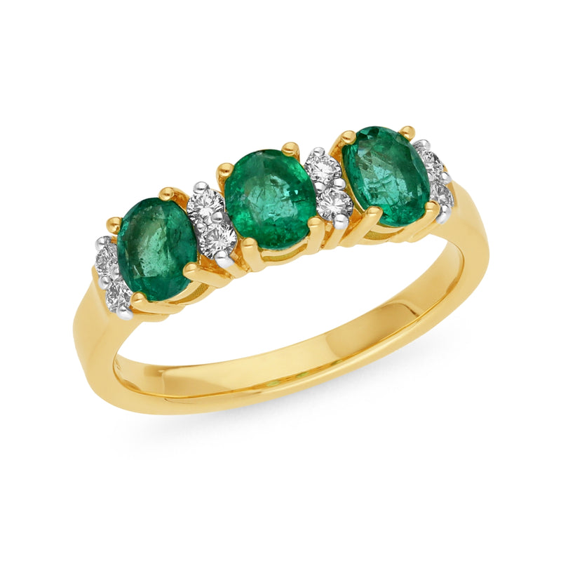 Emerald & Diamond Anniversary Ring