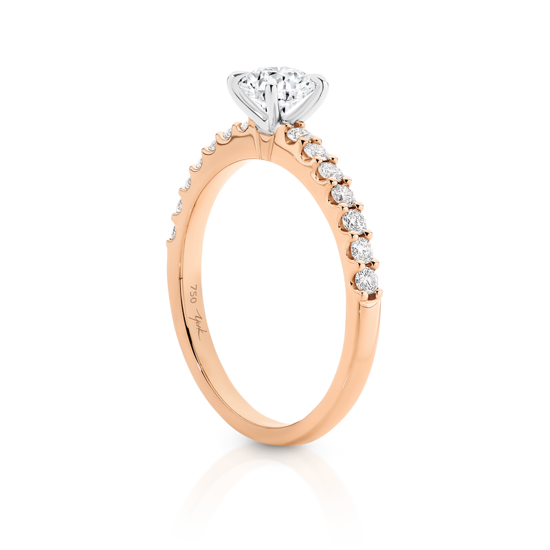 Angelina Rose Gold Round Brilliant Cut Four Claw Set Diamond