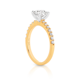 Angelina-Yellow Gold-Round Brilliant Cut Four Claw Set Diamond Engagement Ring with Diamond Set Band