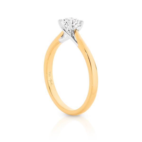 Ashley-Yellow Gold-Round Brilliant Cut Four Claw Set Solitaire Diamond Engagement Ring