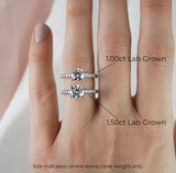 Lab Grown Angelina-Yellow Gold-Round Brilliant Cut Four Claw Set Diamond Engagement Ring with Diamond Set Band