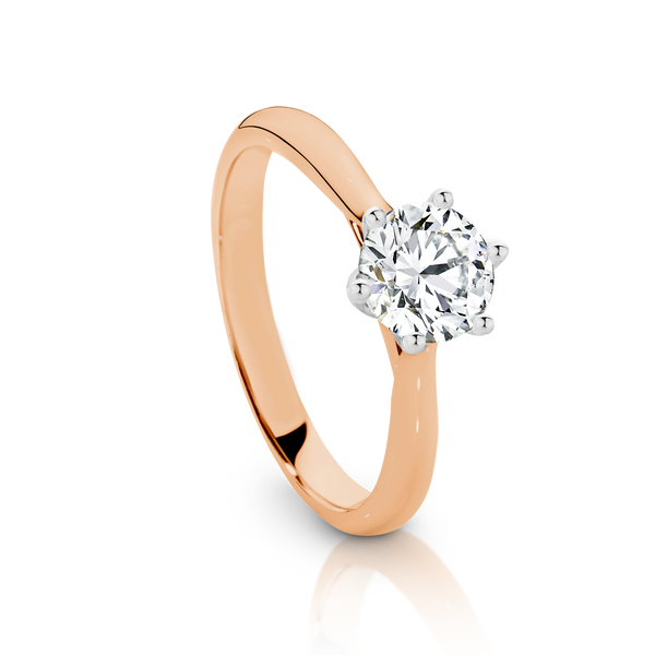Chloe-Rose Gold-Round Brilliant Cut Six Claw Set Solitaire Diamond Engagement Ring