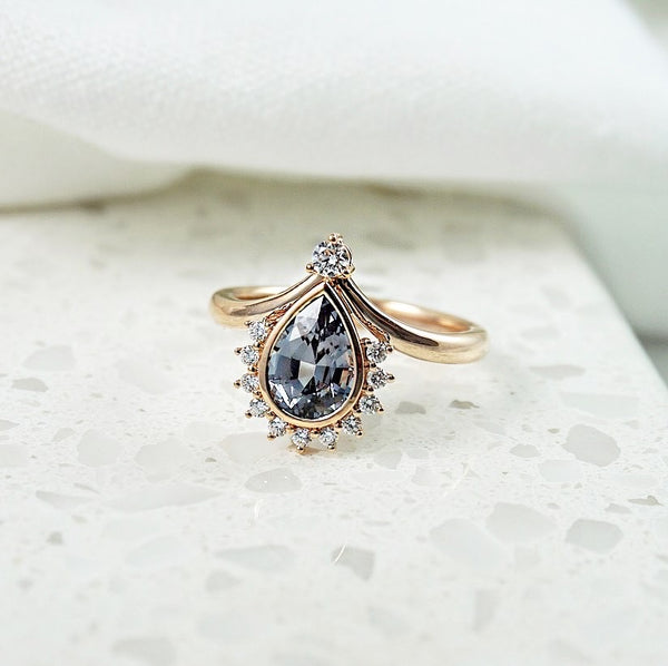 Grey Spinel & Diamond Ring