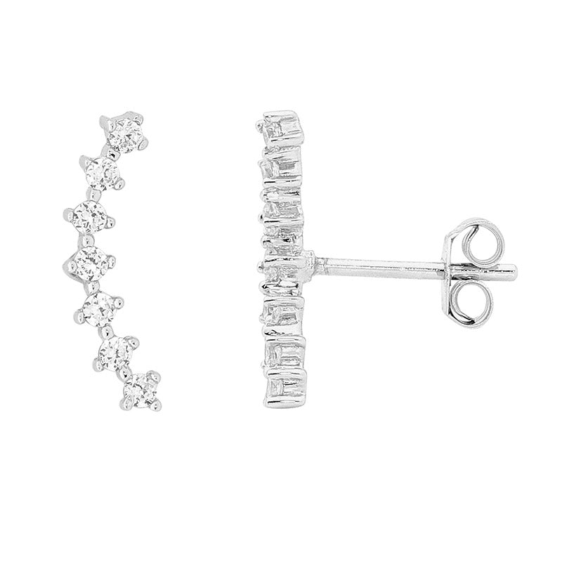 Cubic Zirconia Curved Stud Earring