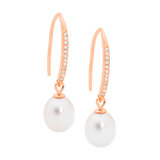 Freshwater Pearl & Cubic Zirconia Drop Earrings