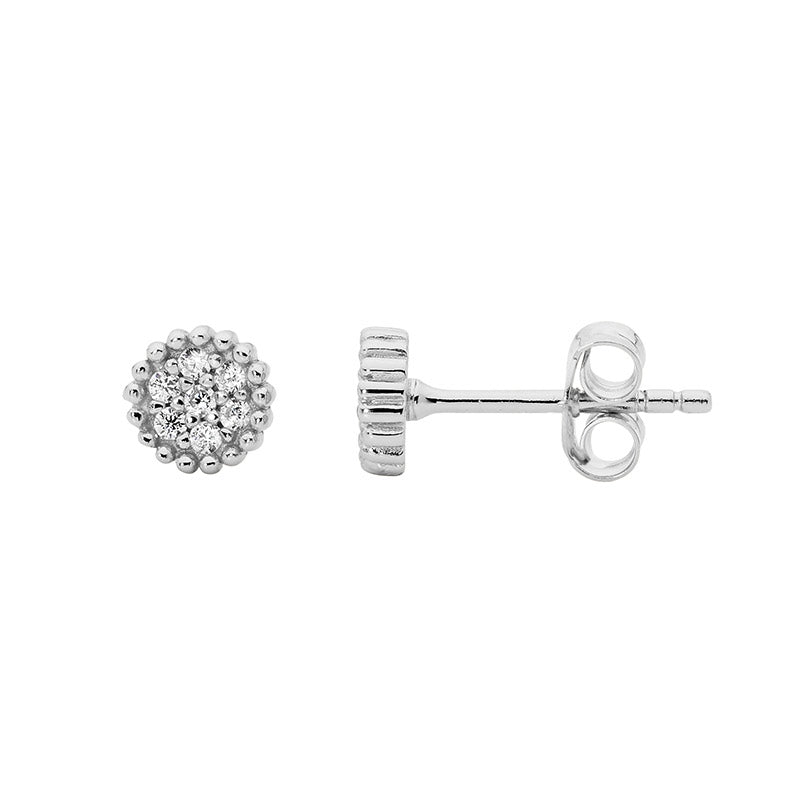 Cubic Zirconia Silver Cluster Stud earrings
