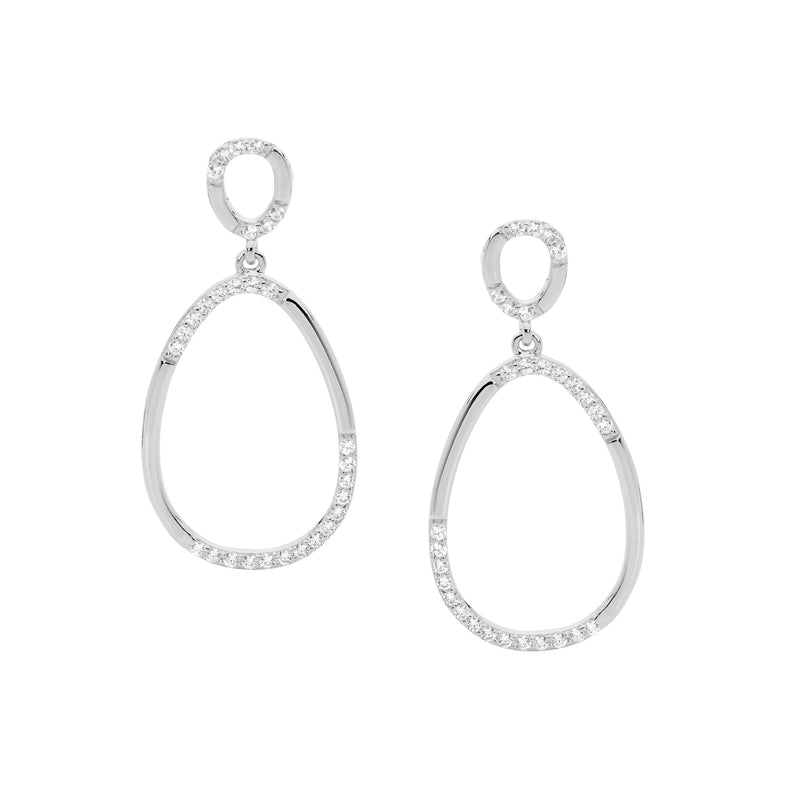 Cubic Zirconia Silver Oval Drop earrings