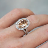 'Ava' Morganite & Diamond Halo Ring