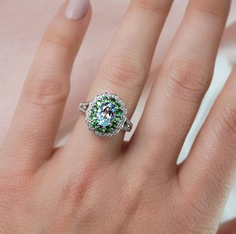 925 Sterling Silver Natural Green Topaz Ring December Birthstone Wedding  Jewelry | eBay