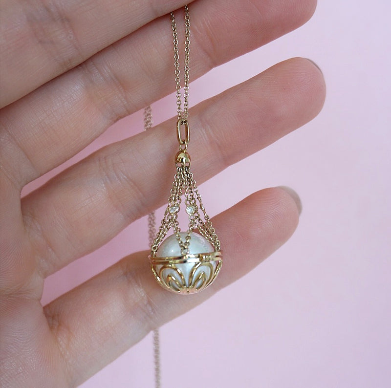 Pearl & Diamond Basket Necklace