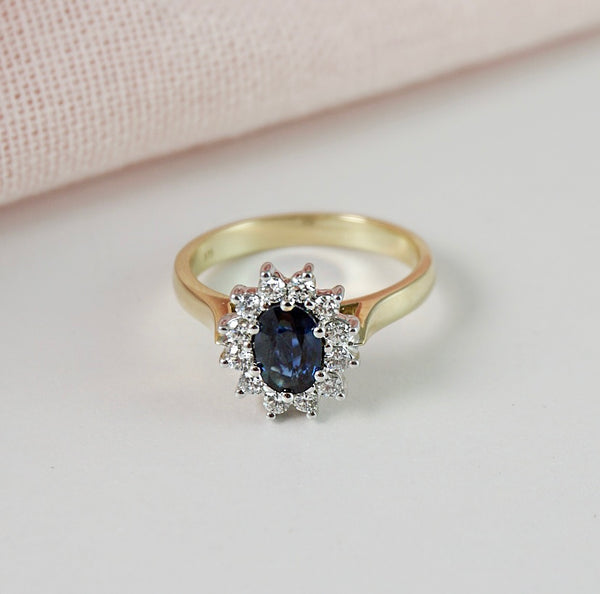 Australian Sapphire & Diamond Halo Ring