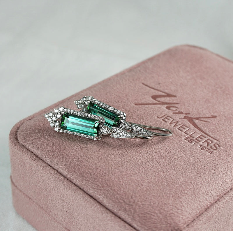 'Victoria' Green Tourmaline & Diamond Earrings