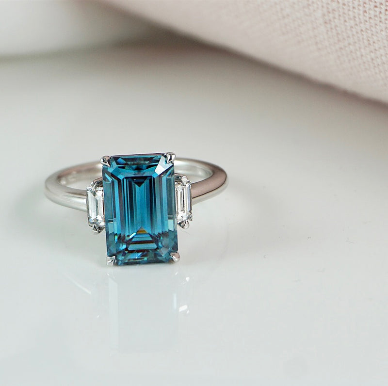'Zoe' Blue Zircon & Diamond Ring