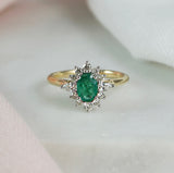 Emerald & Diamond Fancy Halo Ring