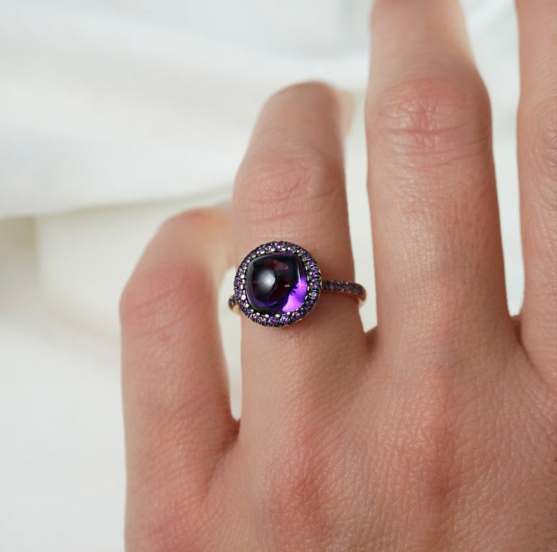Rose Gold, Amethyst & Purple Sapphire Ring