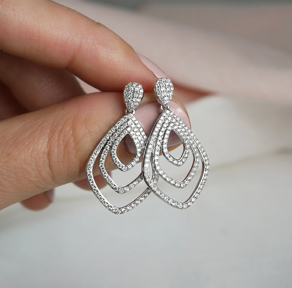 Multi Stone Diamond Drop Earrings