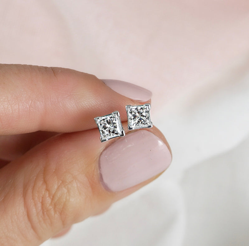 Princess cut clearance diamond studs