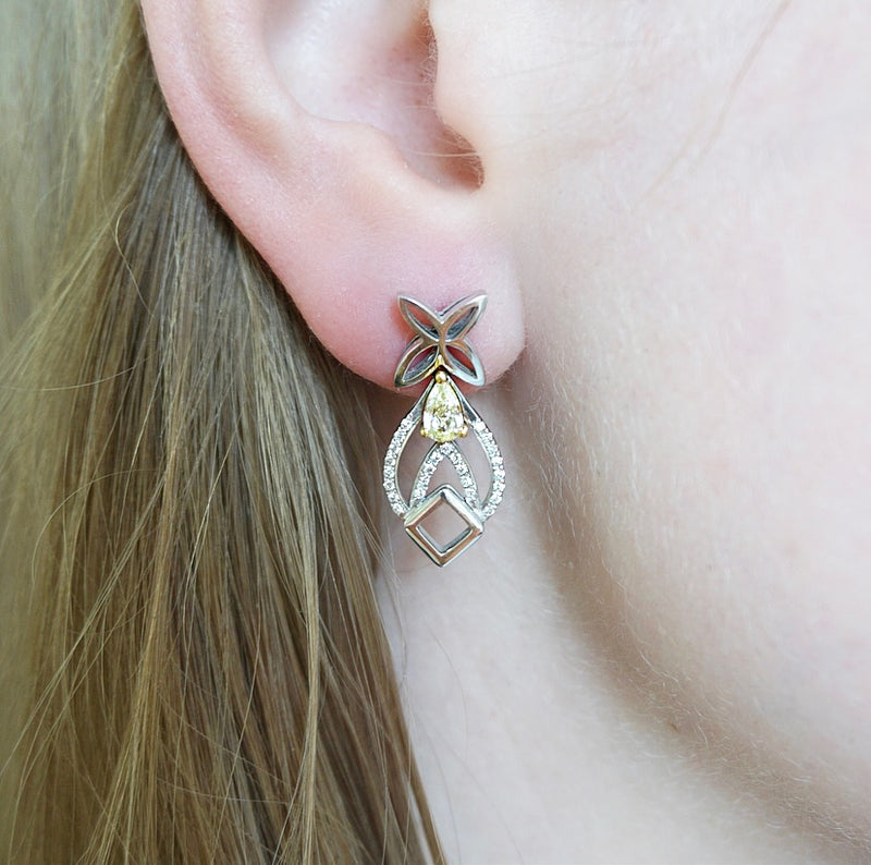 Handmade Yellow Diamond Drop Earrings