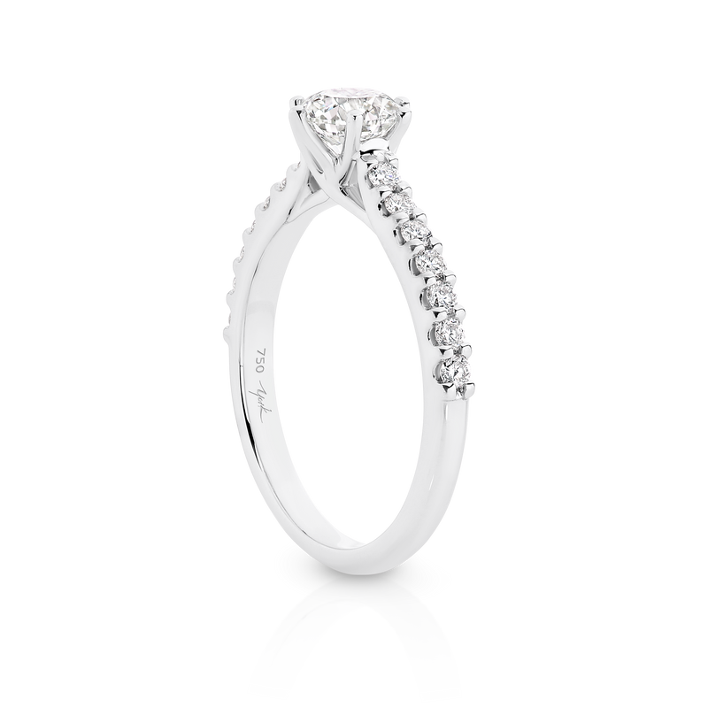 Lab Grown Gabriela-White Gold-Round Brilliant Cut Six Claw Set Diamond Engagement Ring with Diamond Set Band