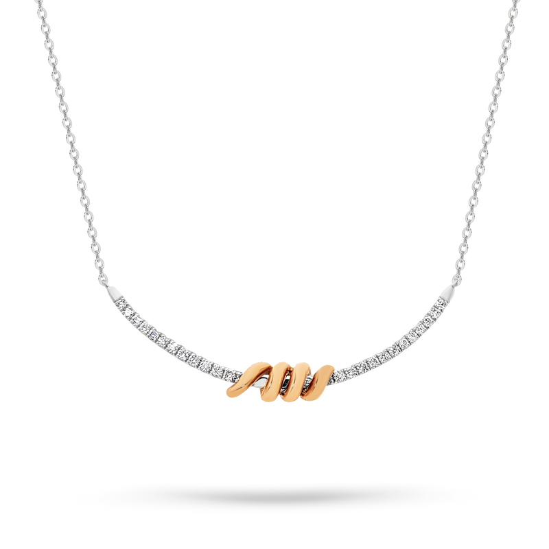 Diamond bar pendant with rose gold feature