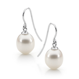 Sterling Silver Drop Freshwater Pearl Shepherd Hook Earrings