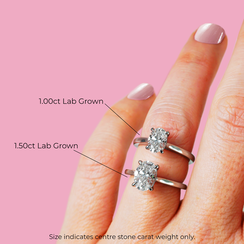 Lab Grown Olivia Oval Shape Solitaire Diamond Engagement Ring in