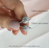 Lab Grown Laura-Yellow Gold-Round Brilliant Cut Diamond Halo Engagement Ring with Diamond Set Band