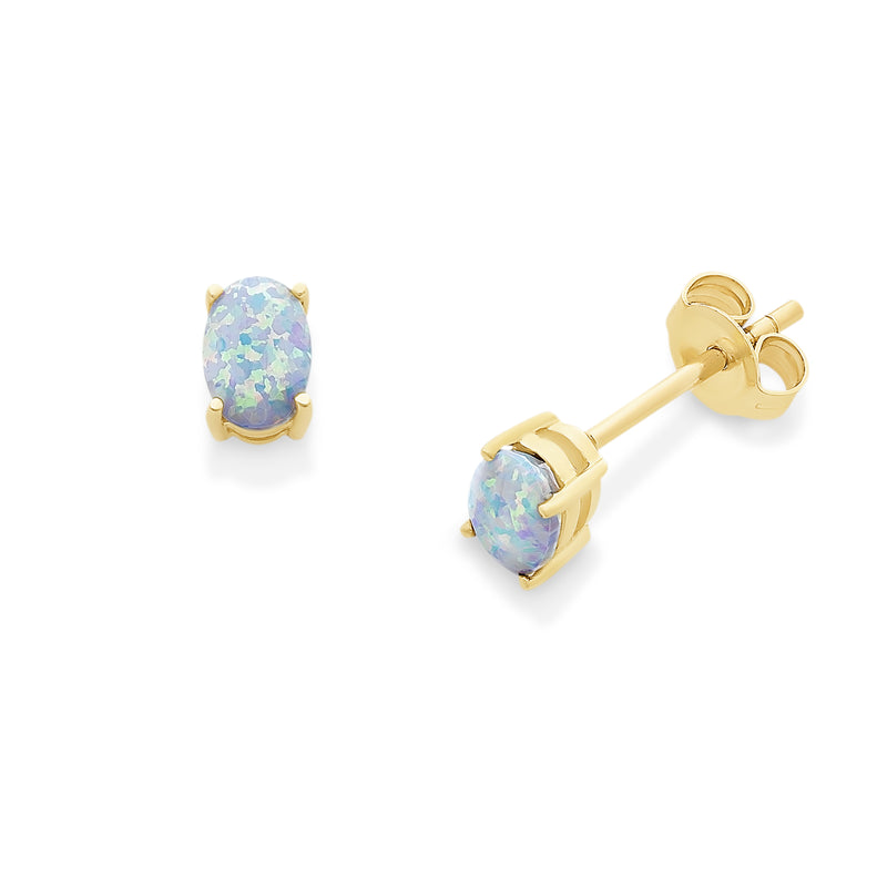 Created Opal Stud Earrings