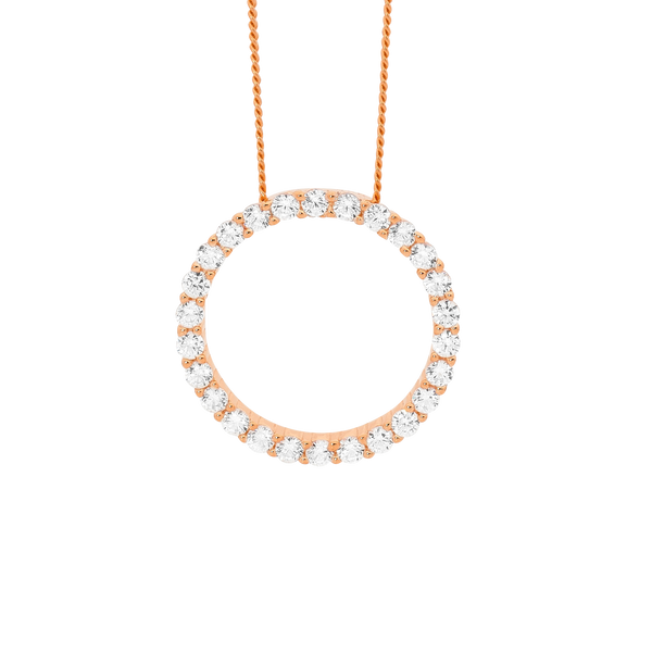 Cubic Zirconia Circle Pendant With Chain