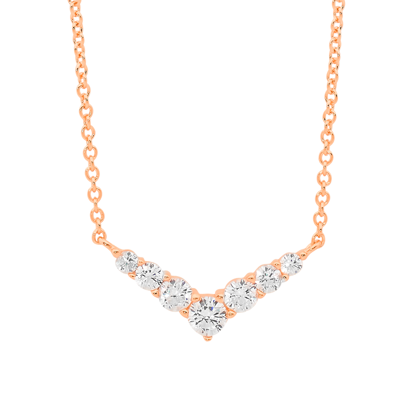 Cubic Zirconia 'V' Pendant with Chain