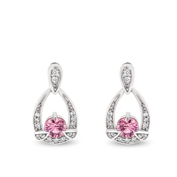 Pink Spinel & Diamond Earrings