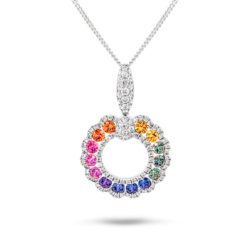 Multi-Coloured Sapphire & Diamond Pendant
